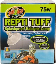 Zoo Med Repti Tuff Splashproof Halogen Lamp 75-Watts 2,500-Hour Bulb Life 2-Pack