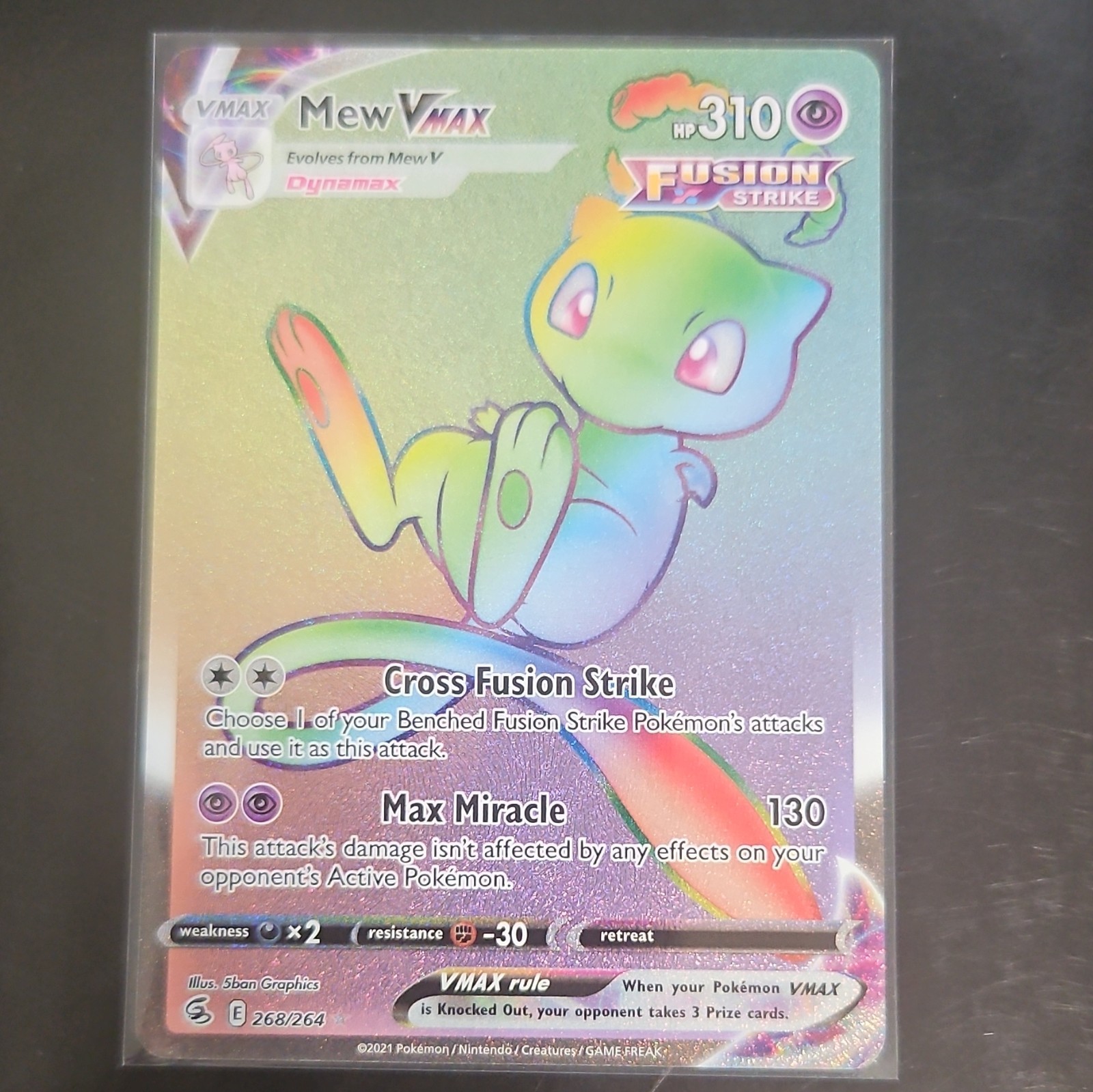 Pokemon TCG Mew VMAX Secret Rare Holo 268/264 Fusion Strike 310 HP EN