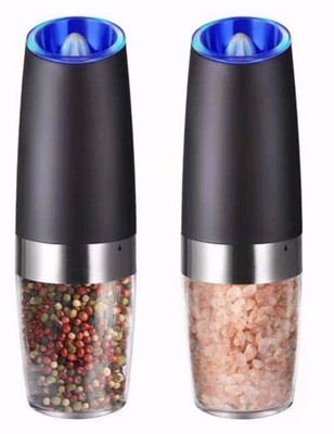 Electric Salt and Pepper Stainless Grinders (Set of 2) with Luxury Blue LED 