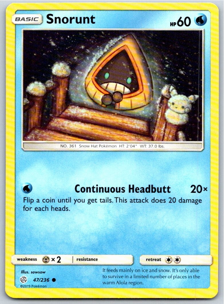 Snorunt SM - Cosmic Eclipse 47/236 sowsow NM Pokémon Card