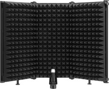 Moukey Microphone Isolation Shield, Foldable Mic Shield with Triple Sound