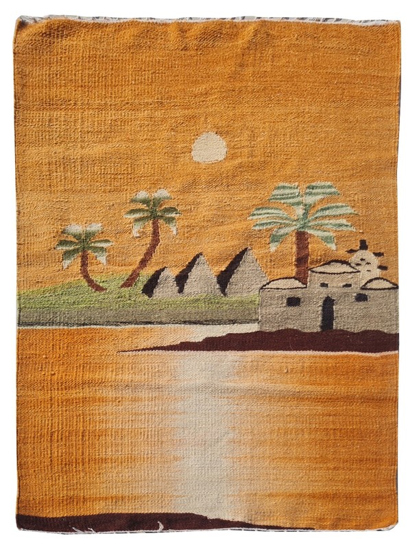 Rare Hand Knotted Vintage Bulgaria Pictorial Wool Kilim Area Rug 3.5 x 2.4 Ft