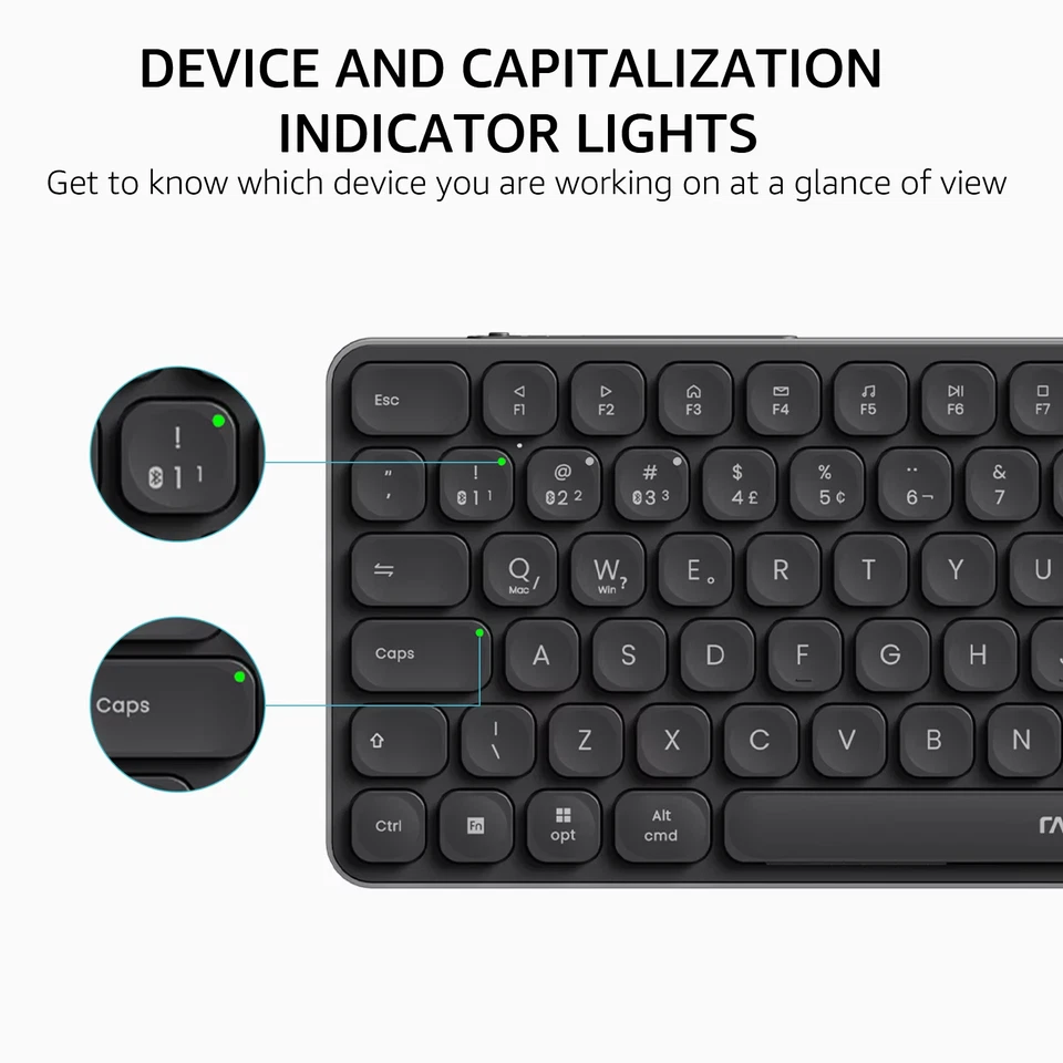 Rapoo E9050L Wireless Keyboard Bluetooth 2.4G Multi Device 4 Devices Quiet Keys - Image 3 of 4