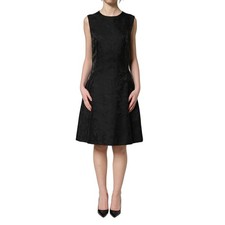 DOLCE & GABBANA Dress Black Floral Jacquard Sleeveless A-line IT40/US6/S 2180usd
