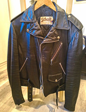 Schott NYC Mens Black Leather Biker Motorcycl...