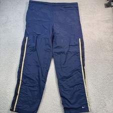 Nike Vintage Y2K Navy Blue Nylon Windbreaker Track Pants Mens Medium Side Stripe