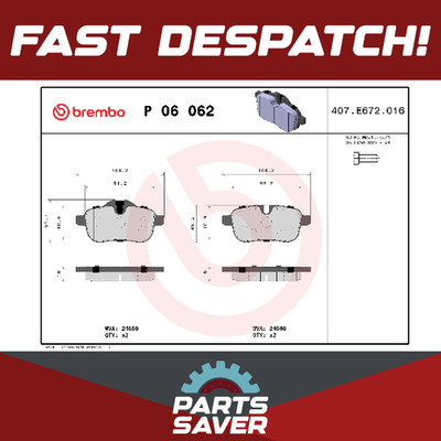 Brake Pads Set fits BMW Z4 E89 3.0 Rear 09 to 11 Brembo 34216788275 Quality New
