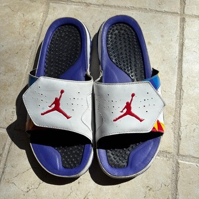 Y2K 2000's Nike Air Jordan Slide Sandals White Red Blue Mens Shoe Size 12