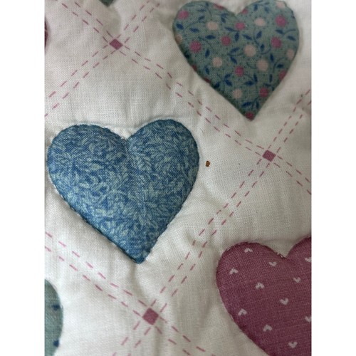 Vintage Handmade Quilted Throw Blanket Pillow Set Hearts Accent 90s Country - Picture 6 of 12