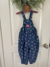 Oshkosh Girls Vintage Corduroy Floral Overalls Size 3T, USA Made