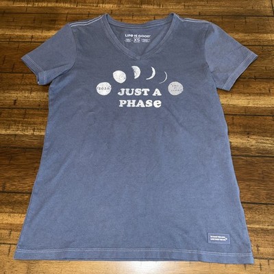 Life Is Good  Just a Phase  Women s V-Neck T-Shirt Size XS