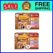 (2 pack) Purina Friskies Extra Gravy Wet Cat Food Variety Pack, 5.5 oz Cans