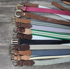 VTG Women's Waist Belts Lot Of 12 Various Styles 80s 90s 1" Leather And Canvas