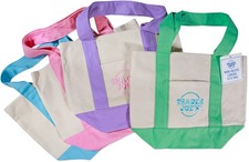 4 Pack Trader Joe's Mini Canvas Tote Bag - Pastel Colors
