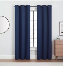 2 Panels Grommet Blackout Thermal Navy Blue Window Curtain 54'W X 84'L