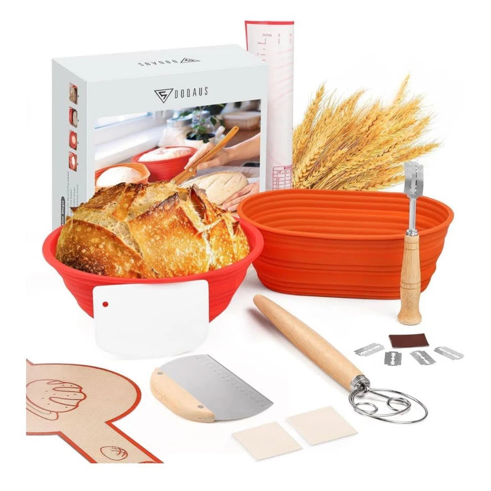 DOQAUS Gärkorb Set 2024 Leicht zu reinigender, faltbarer Silikon Gärkörbchen