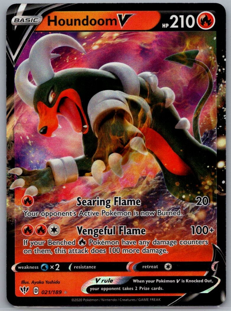 Houndoom V 021/189 Swsh03: Darkness Ablaze Holo Pokemon TCG
