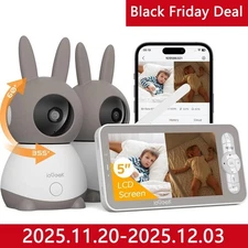 ieGeek 2K Split-Screen Baby Monitor, 5" Audio Baby Monitor with 2 Cameras, WiFi
