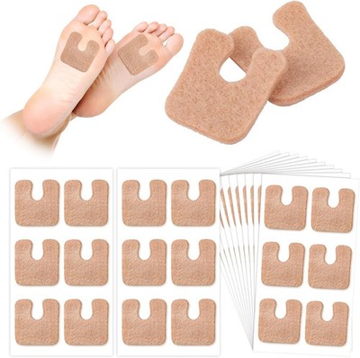Boao 60 Pcs Callus Pads 1/4'' Thick U Shaped Metatarsal Corn Felt Beige 