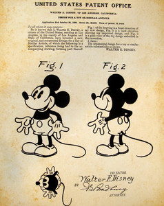 Mickey Mouse / Patent Document Reproduction / US Patent Office / 1929