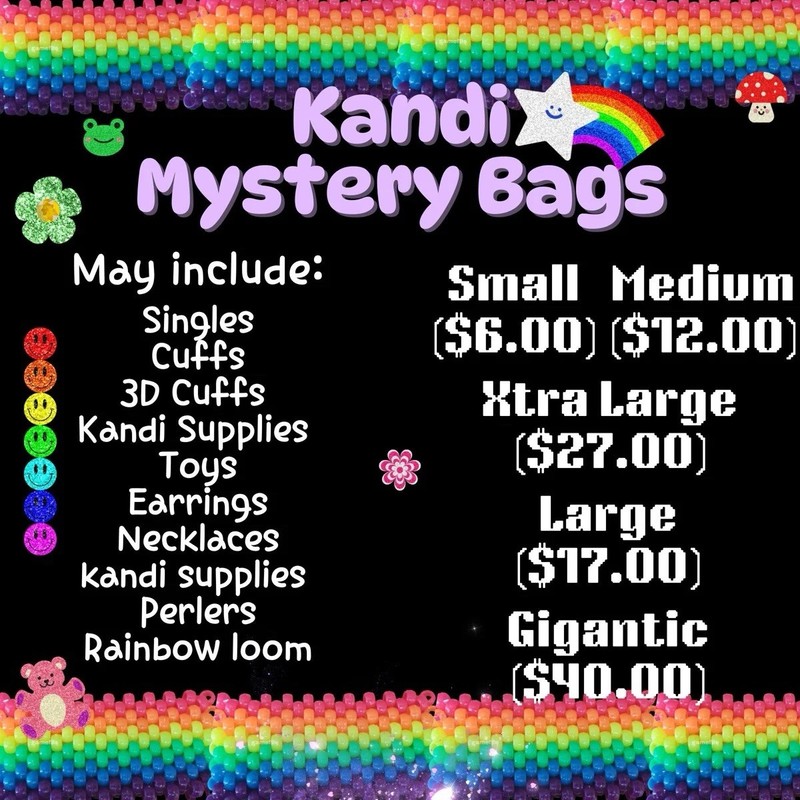 Handmade Kandi Mystery Bag, Singles Cuffs 3D Cuffs Supplies Toys Jewelry Perlers