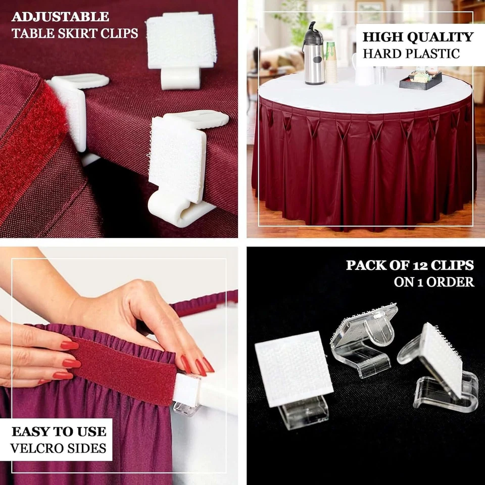 12 Шт. регулируемый прозрачный пластиковый большой стол юбка зажимы для свадьбы вечеринки события  - Изображение 4 из 4