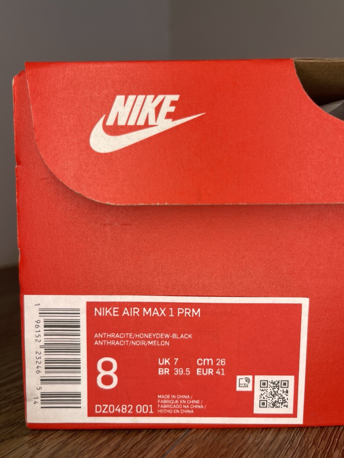 Nike Air Max 1 PRM Men's Sneakers Anthracite/Honeydew-Black, Size 8 thumbnail 5