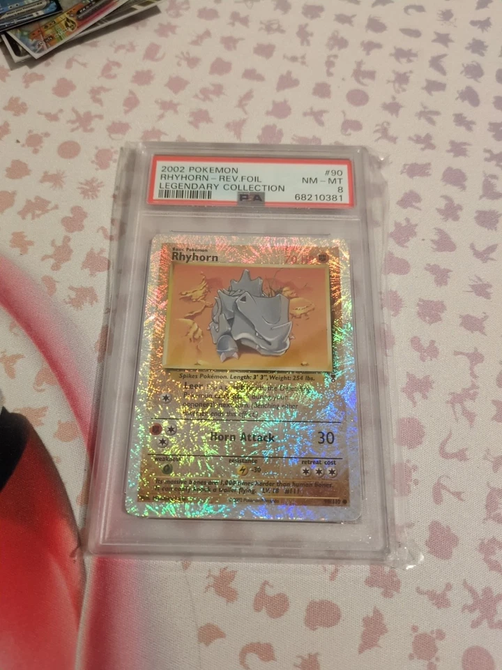 Pokemon Legendary Collection Reverse Holo Foil Rhyhorn 90/110 PSA 8 NM-MT - Image 3 of 4