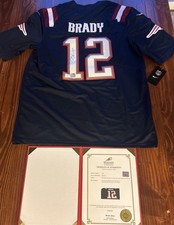 Camiseta Tom Brady Auto Nueva con Etiquetas SB 51 Nike Azul Marino Color Rush Super Bowl Parche LOA