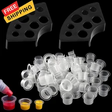 Tattoo Ink Caps and Holders Kit - 300pcs 2pcs holders with ink cups 