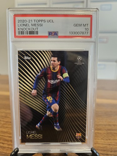 2020-21 TOPPS ON DEMAND UCL KNOCKOUT LIONEL MESSI FC BARCELONA PSA 10 GEM MINT