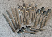 Lot Of 18 Stone & Beam Stainless Steel Flatware Silverware Hammered Handle Heavy