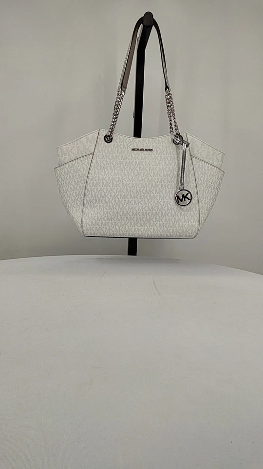 Michael Kors Lg Chain Shldr Tote Silver Bags