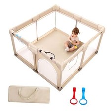 Playpen, 50X50 in Playpen for Babies and Toddlers, Play Pen 50 50 Inch Beige