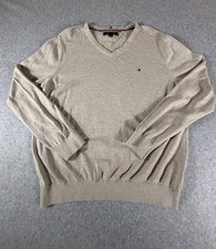 Tommy Hilfiger Men  s Essential V-Neck Sweater Size XL Semolina Heather