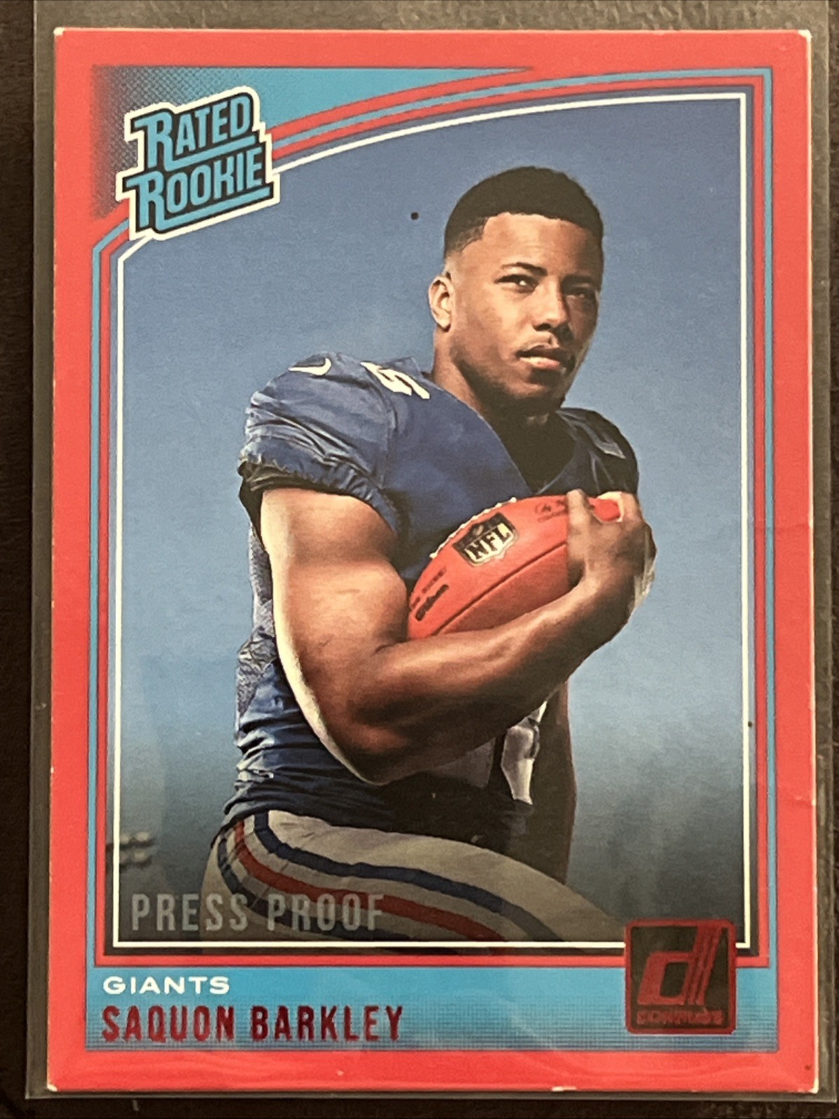 2018 Saquon Barkley Panini Donruss RATED ROOKIE RED PRESS PROOF Rc #306 Giants