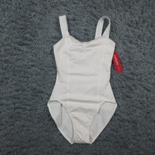 Capezio Leotard Girls Medium White Princess Tank Dance Ballet Cotton NWT