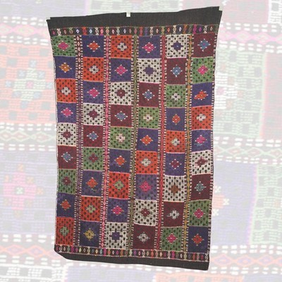 Vintage Handmade Turkish Rug - 4x7 ft | Wool Boho Multicolor Kilim for Area