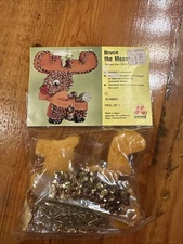 Vintage LeeWards Bruce The MOOSE Christmas Tree Ornament Kit Sequins  RARE