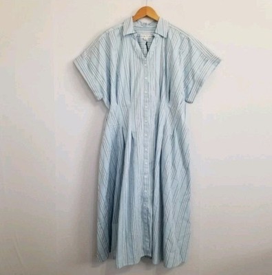 NWOT Ava & Viv Blue Stripe Midi Shirt Dress Size 1X