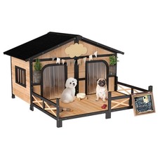 Wooden Elevated Backyard All Weather Rustic Log Cabin Pet Dog House Kit