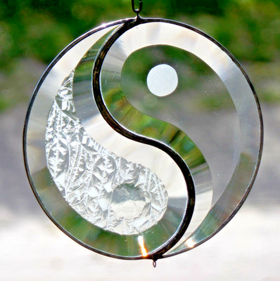Bleiverglasung Facetten- Fensterbild Yin & Yang Suncatcher 12cm in Tiffany  