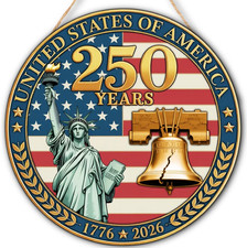 250Th Anniversary Patriotic Wooden Door Sign, 4Th of July Door Decoration Sign