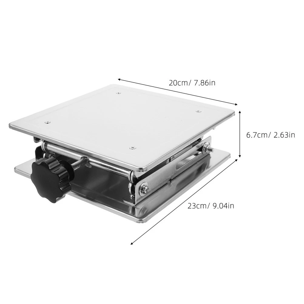 Mesa elevadora plateada con soporte de laboratorio de acero inoxidable ajustable manual