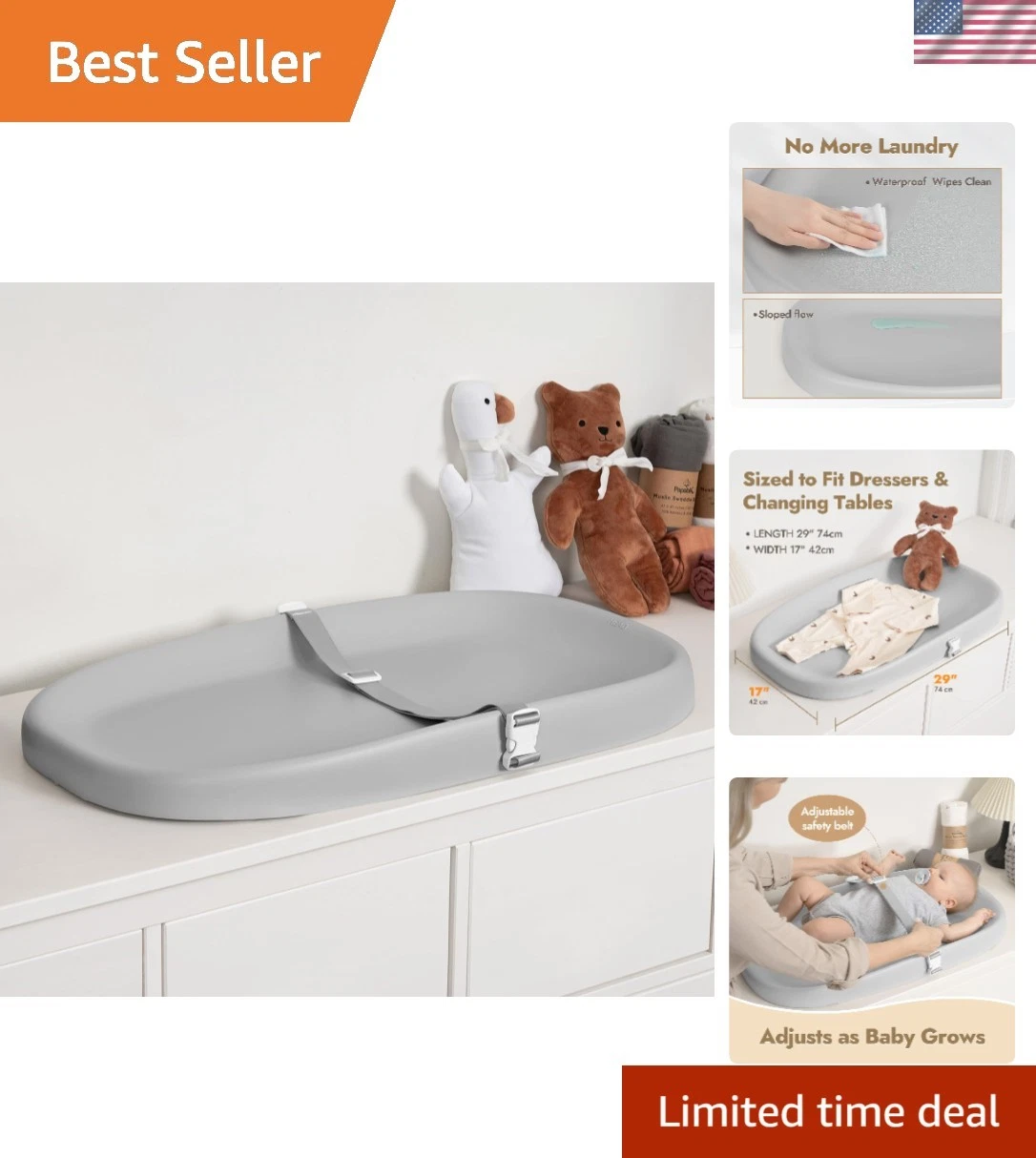 Safe & Easy-Clean Baby Changing Pad with Adjustable Strap - Ideal for Newborns