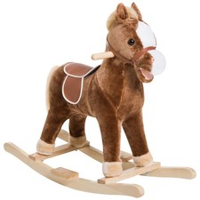 Kids Ride on Rocking Horse Toddler Plush Toy, Brown