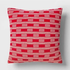 Threshold 24x24 Square Decorative Throw Pillow Ivory/Red Cotton Christmas NEW
