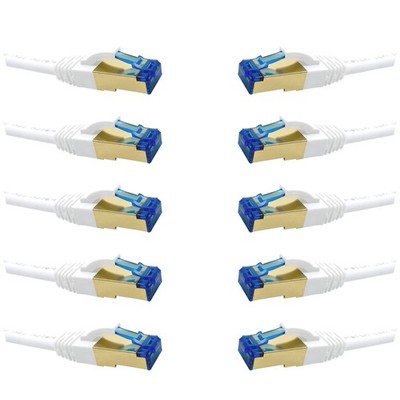 ProfiPatch Cat.7 Patchkabel S/FTP PIMF Ethernet LAN Kabel 10er-Set weiß 1m