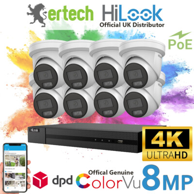 Hikvision IP PoE Colorvu Farb-CCTV-System PoE 8MP 4K UHD Audio Mikrofon Kamera Kit