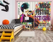 3D Music Festival ZHUA3382 Photo Curtain Window Blockout Fabric Amy 2023